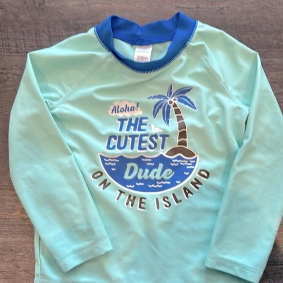 Carter’s 24 Month Baby Palm Tree Rashguard and Board Short Set - Picture 2 of 4